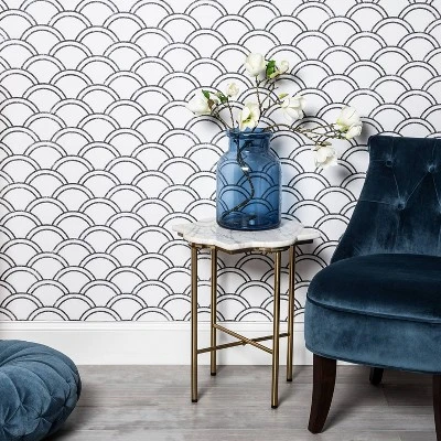 Scallops Peel & Stick Wallpaper Black/White - Opalhouse™: Removable Vinyl, Self-Adhesive, Washable, 27.5 Sq Ft Coverage 1 Scallops Peel & Stick Wallpaper Black/White - Opalhouse™: Removable Vinyl, Self-Adhesive, Washable, 27.5 Sq Ft Coverage