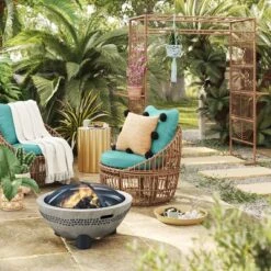 Topanga Club Chair With Ottoman - Blue/Brown - Opalhouseâ„¢ Designed With Jungalowâ„¢