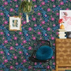 Marker Floral Peel & Stick Wallpaper Blue - Opalhouse™: Removable, Self-Adhesive, Bohemian, Botanical, Washable -Opalhouse GUEST 4bd2c609 f7e5 4434 87eb 1a3def5b43e5