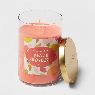 21.5oz Lidded Glass Jar 2-Wick Candle Peach Prosecco - Opalhouse™ 2 21.5oz Lidded Glass Jar 2-Wick Candle Peach Prosecco - Opalhouse™ - Image 2