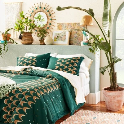 Full/Queen Printed Comforter & Sham Set Teal - Opalhouse™ Designed With Jungalow™ 1 Full/Queen Printed Comforter & Sham Set Teal - Opalhouse™ Designed With Jungalow™