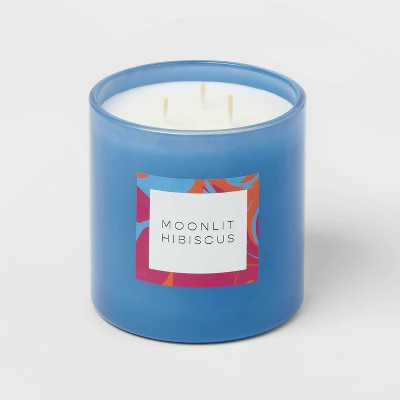 28oz Glass Moonlit Hibiscus Candle Light Blue - Opalhouse™ 2 28oz Glass Moonlit Hibiscus Candle Light Blue - Opalhouse™ - Image 2