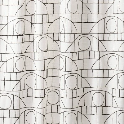 1pc Light Filtering Embroidery Bridges Window Curtain Panel White - Opalhouse™ Designed With Jungalow™ 3 1pc Light Filtering Embroidery Bridges Window Curtain Panel White - Opalhouse™ Designed With Jungalow™ - Image 3