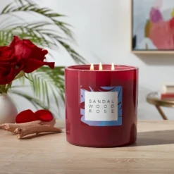 Opalhouse 6 28oz Glass Sandalwood Rose Candle Burgundy - Opalhouseā¢