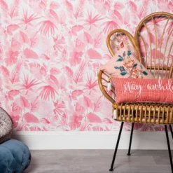 Tropical Leaves Peel & Stick Wallpaper Pink - Opalhouseâ„¢: Removable Vinyl, Botanical Leaf Pattern, Self-Adhesive, 27.5 Sq Ft Coverage